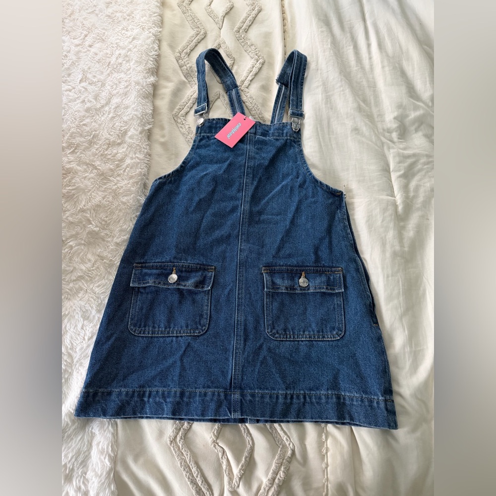 Edikted Blue Denim Overall Dress